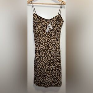 NWT Abercrombie & Fitch Cheetah Print Midi Slip Dress Size Medium